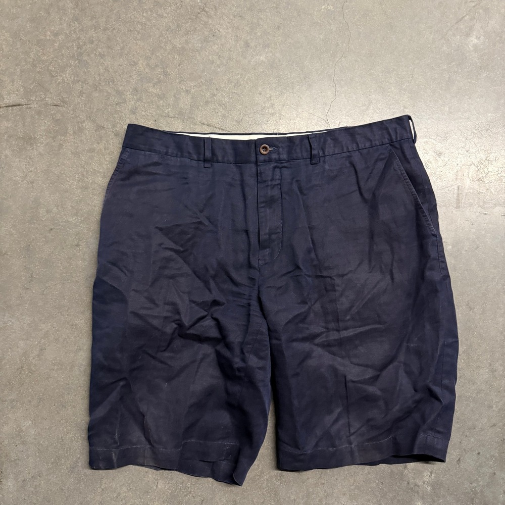 Polo Ralph Lauren Preston Fit Navy Blue Linen Silk Blend Shorts Mens 35